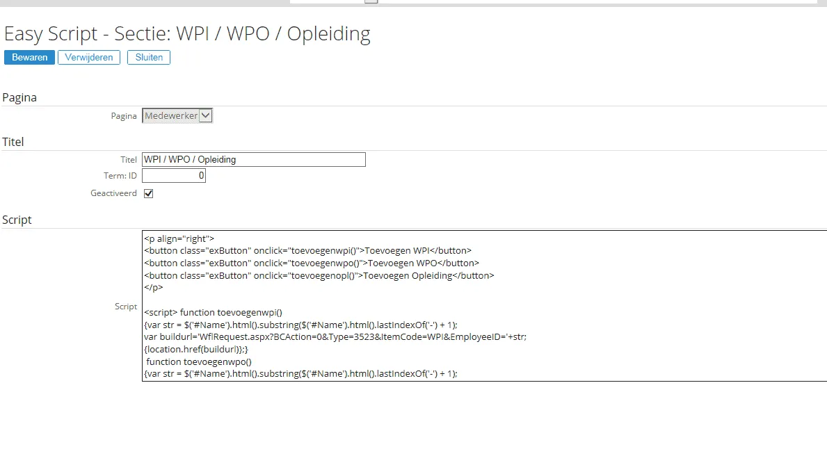 Easy Script-secties onderhouden in Exact Synergy